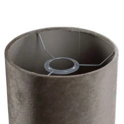 QAZQA Velours lampenkap taupe rond 18/18/14