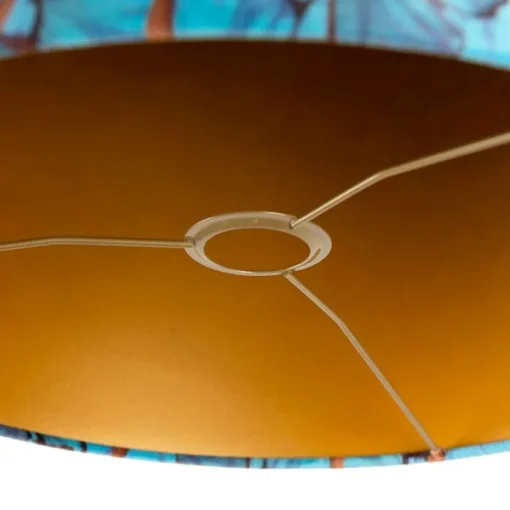 QAZQA Velours lampenkap vlinder dessin 40/40/40 gouden binnenkant