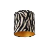 QAZQA Velours lampenkap zebra dessin 25/25/25 gouden binnenkant