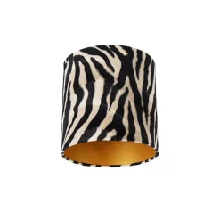 QAZQA Velours lampenkap zebra dessin 25/25/25 gouden binnenkant