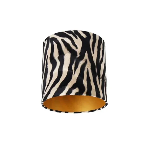 QAZQA Velours lampenkap zebra dessin 25/25/25 gouden binnenkant
