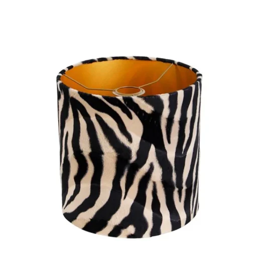 QAZQA Velours lampenkap zebra dessin 25/25/25 gouden binnenkant