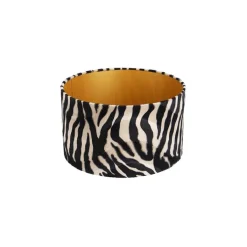 QAZQA Velours lampenkap zebra dessin 35/35/20 gouden binnenkant