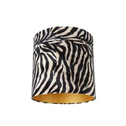 QAZQA Velours lampenkap zebra dessin 40/40/40 gouden binnenkant