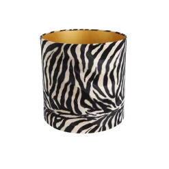 QAZQA Velours lampenkap zebra dessin 40/40/40 gouden binnenkant