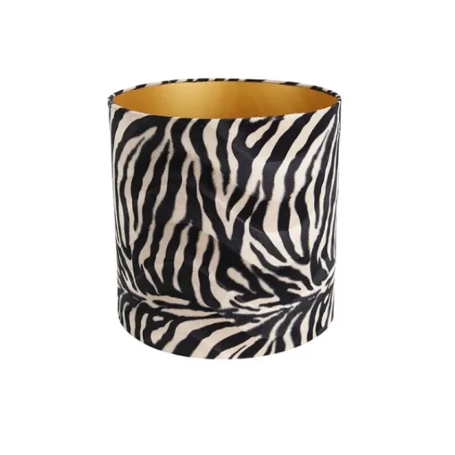 QAZQA Velours lampenkap zebra dessin 40/40/40 gouden binnenkant