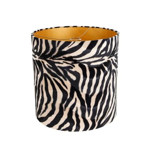 QAZQA Velours lampenkap zebra dessin 40/40/40 gouden binnenkant