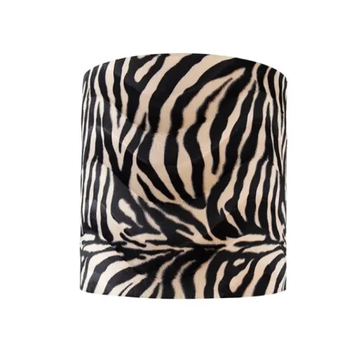 QAZQA Velours lampenkap zebra dessin 40/40/40 gouden binnenkant