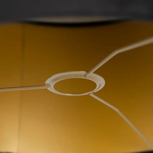 QAZQA Velours lampenkap zwart 35/35/20 met gouden binnenkant