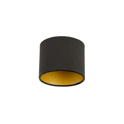 QAZQA Velours lampenkap zwart 18/18/14 met gouden binnenkant