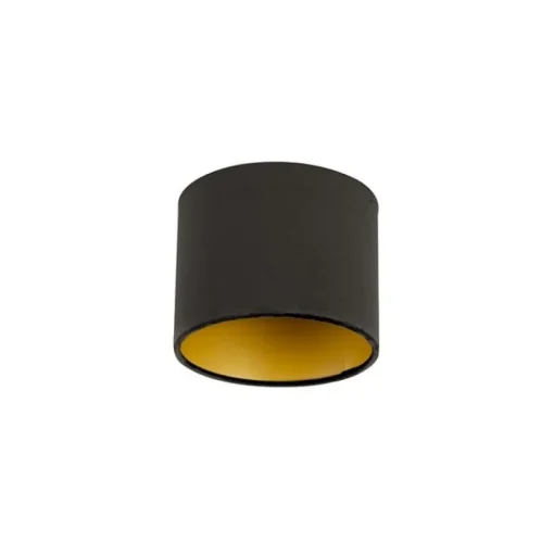 QAZQA Velours lampenkap zwart 18/18/14 met gouden binnenkant