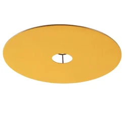 QAZQA Velours platte lampenkap geel met goud 45 cm