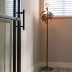 QAZQA Vintage vloerlamp goud 145 cm - Botanica