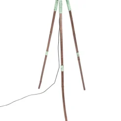 QAZQA Vintage vloerlamp op bamboo driepoot groen met koper - Barrel