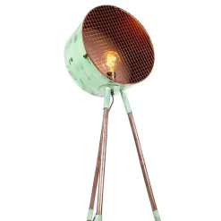 QAZQA Vintage vloerlamp op bamboo driepoot groen met koper - Barrel