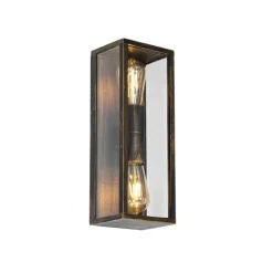 QAZQA Vintage wandlamp antiek goud 38 cm 2-lichts IP44 - Charlois