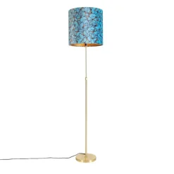QAZQA Vloerlamp goud/messing met velours kap vlinders 40/40 cm - Parte