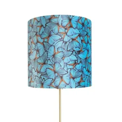 QAZQA Vloerlamp goud/messing met velours kap vlinders 40/40 cm - Parte