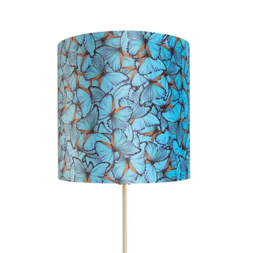 QAZQA Vloerlamp goud/messing met velours kap vlinders 40/40 cm - Parte