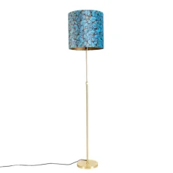 QAZQA Vloerlamp goud/messing met velours kap vlinders 40/40 cm - Parte