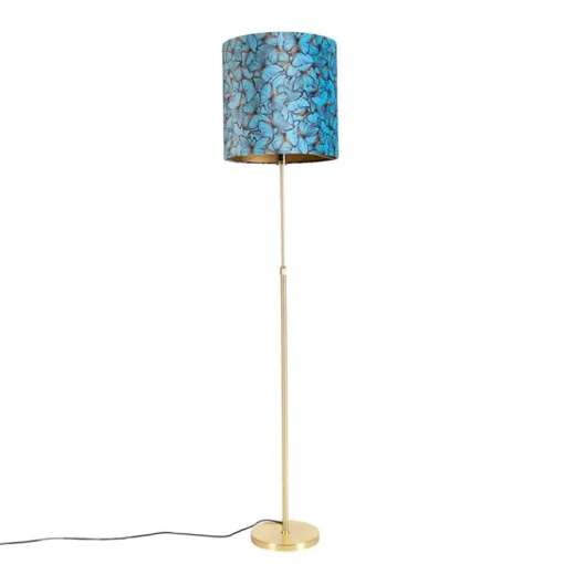 QAZQA Vloerlamp goud/messing met velours kap vlinders 40/40 cm - Parte