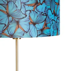 QAZQA Vloerlamp goud/messing met velours kap vlinders 40/40 cm - Parte
