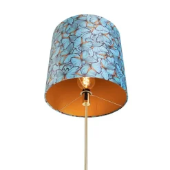 QAZQA Vloerlamp goud/messing met velours kap vlinders 40/40 cm - Parte