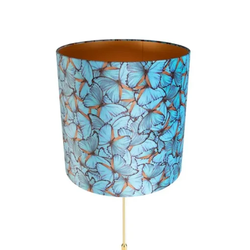 QAZQA Vloerlamp goud/messing met velours kap vlinders 40/40 cm - Parte