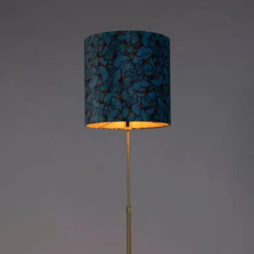 QAZQA Vloerlamp goud/messing met velours kap vlinders 40/40 cm - Parte