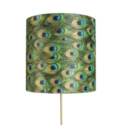 QAZQA Vloerlamp goud/messing met velours kap pauw 40/40 cm - Parte