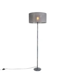 QAZQA Vloerlamp grijs met grijze kap 50 cm - Simplo
