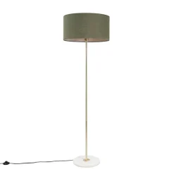 QAZQA Vloerlamp messing met groene kap 50 cm - Kaso