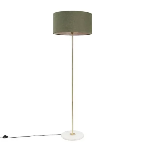 QAZQA Vloerlamp messing met groene kap 50 cm - Kaso