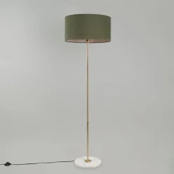 QAZQA Vloerlamp messing met groene kap 50 cm - Kaso