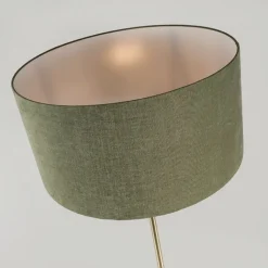 QAZQA Vloerlamp messing met groene kap 50 cm - Kaso