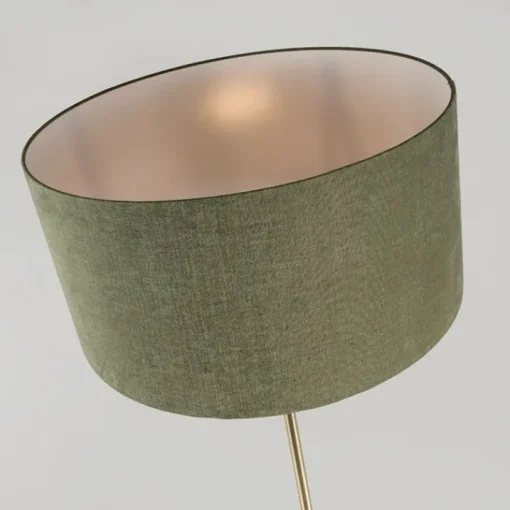 QAZQA Vloerlamp messing met groene kap 50 cm - Kaso