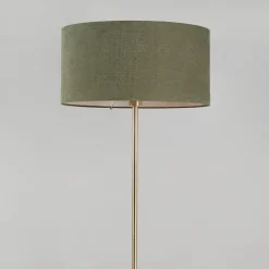 QAZQA Vloerlamp messing met groene kap 50 cm - Kaso