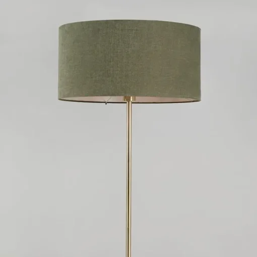 QAZQA Vloerlamp messing met groene kap 50 cm - Kaso