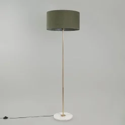 QAZQA Vloerlamp messing met groene kap 50 cm - Kaso