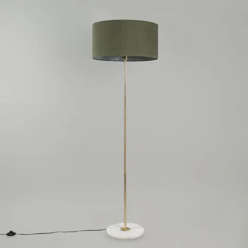 QAZQA Vloerlamp messing met groene kap 50 cm - Kaso