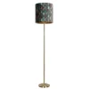 QAZQA Vloerlamp messing met velours lampenkap blad dessin met gouden binnenkant - Simplo