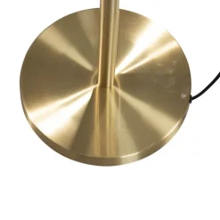 QAZQA Vloerlamp messing met velours lampenkap blad dessin met gouden binnenkant - Simplo