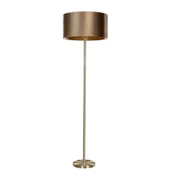 QAZQA Vloerlamp messing met velours kap brons 50cm - Simplo