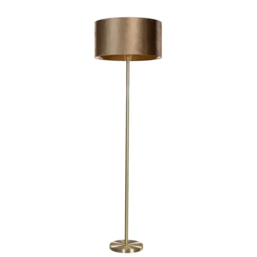 QAZQA Vloerlamp messing met velours kap brons 50cm - Simplo