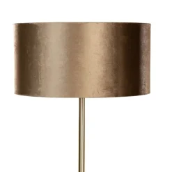 QAZQA Vloerlamp messing met velours kap brons 50cm - Simplo