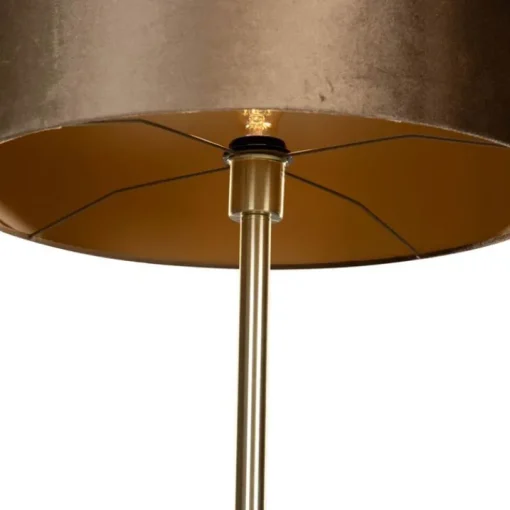 QAZQA Vloerlamp messing met velours kap brons 50cm - Simplo