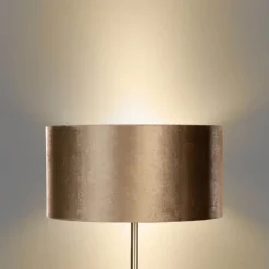 QAZQA Vloerlamp messing met velours kap brons 50cm - Simplo
