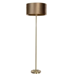 QAZQA Vloerlamp messing met velours kap brons 50cm - Simplo