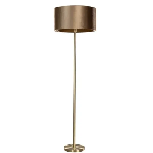 QAZQA Vloerlamp messing met velours kap brons 50cm - Simplo