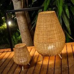 Newgarden Vloerlamp rotan dimbaar IP65 met afstandsbediening - Saona